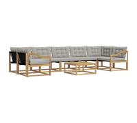 vidaXL Set di divani da esterno 8 pcs Bianco e Grigio Chiaro, Set Divano Moderno per Esterni, Mobili Resistenti, Elegante Collezione Giardino, Comodo Relax per il Patio