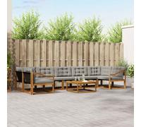 vidaXL Set di divani da esterno 8 pcs Grigio Naturale e Chiaro