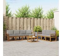 vidaXL Set di divani da esterno 8 pcs Grigio Naturale e Chiaro