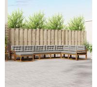 vidaXL Set di divani da esterno 8 pcs Grigio Naturale e Chiaro, Divano Sezionale Moderno in Acacia, Mobili da Giardino, Relax nel Patio, Comfort per il Tuo Giardino