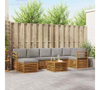 vidaXL Set divano sezionale con cuscino 8 pcs Grigio Naturale e Chiaro, Divano da giardino, set moderno per esterni, mobili sezionali per terrazza, lounge resistente e confortevole