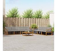 vidaXL Set di divani da esterno 8 pcs Grigio Naturale e Chiaro, Divano da esterno, moderno set sezionale per patio, arredamento resistente per giardino e relax in terrazza