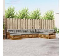 vidaXL Set di divani da esterno 8 pcs Grigio Naturale e Chiaro, Divano da giardino, moderno, arredo esterno resistente, set per patio, comodo e chic