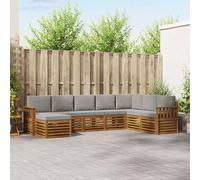 vidaXL Set divano sezionale con cuscino 8 pcs Grigio Naturale e Chiaro, Divano da giardino, set modulare, mobilio outdoor resistente per terrazzo e patio, comodo