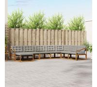 vidaXL Set di divani da esterno 8 pcs Grigio Naturale e Chiaro, Set Divano da Giardino, Mobili Moderni, Seduta Resistente per Terrazzo, Lettino Confortevole, Design Elegante