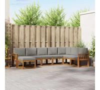 vidaXL Set di divani da esterno 8 pcs Grigio Naturale e Chiaro