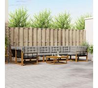 vidaXL Set di divani da esterno 8 pcs Grigio Naturale e Chiaro