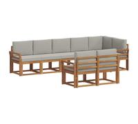 vidaXL Set di divani da esterno 8 pcs Grigio Naturale e Chiaro, Divano da esterno moderno per terrazze, set di divani per patio stiloso, mobili resistenti per un comfort totale