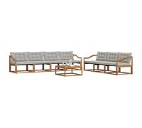 vidaXL Set di divani da esterno 8 pcs Grigio Naturale e Chiaro, Divano da esterno, moderno set sezionale per patio, arredamento resistente per giardino e relax in terrazza