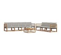 vidaXL Set di divani da esterno 8 pcs Grigio Naturale e Chiaro, Divano da esterno, moderno set sezionale per patio, arredamento resistente per giardino e relax in terrazza