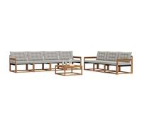 vidaXL Set di divani da esterno 8 pcs Grigio Naturale e Chiaro, Divano da esterno, moderno set sezionale per patio, arredamento resistente per giardino e relax in terrazza