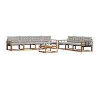 vidaXL Set di divani da esterno 8 pcs Grigio Naturale e Chiaro, Divano da esterno, moderno set sezionale per patio, arredamento resistente per giardino e relax in terrazza