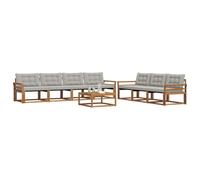vidaXL Set di divani da esterno 8 pcs Grigio Naturale e Chiaro, Divano da esterno, moderno set sezionale per patio, arredamento resistente per giardino e relax in terrazza