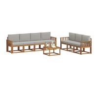 vidaXL Set di divani da esterno 8 pcs Grigio Naturale e Chiaro, Divano da Esterno Moderno, Sezionale da Giardino, Lounge Patio Durevole, Set Comodo per il Relax in Terrazza