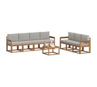 vidaXL Set di divani da esterno 8 pcs Grigio Naturale e Chiaro, Divano da Esterno Moderno, Sezionale da Giardino, Lounge Patio Durevole, Set Comodo per il Relax in Terrazza