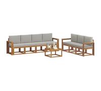 vidaXL Set di divani da esterno 8 pcs Grigio Naturale e Chiaro, Divano da Esterno Moderno, Sezionale da Giardino, Lounge Patio Durevole, Set Comodo per il Relax in Terrazza