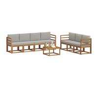 vidaXL Set di divani da esterno 8 pcs Grigio Naturale e Chiaro, Divano da Esterno Moderno, Sezionale da Giardino, Lounge Patio Durevole, Set Comodo per il Relax in Terrazza