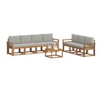 vidaXL Set di divani da esterno 8 pcs Grigio Naturale e Chiaro, Divano da Esterno Moderno, Sezionale da Giardino, Lounge Patio Durevole, Set Comodo per il Relax in Terrazza