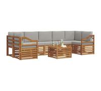 vidaXL Set di divani da esterno 8 pcs Grigio Naturale e Chiaro, Divano da giardino, set moderno per esterni, arredo resistente per patio, terrazza comoda