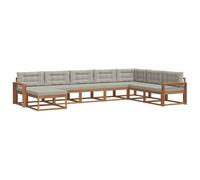 vidaXL Set di divani da esterno 8 pcs Grigio Naturale e Chiaro, Divano Sezionale Moderno in Acacia, Mobili da Giardino, Relax nel Patio, Comfort per il Tuo Giardino