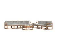 vidaXL Set di divani da esterno 8 pcs Grigio Naturale e Chiaro, Mobili da giardino in acacia, divano moderno all'aperto, set sezionale resistente, lounge vicino alla piscina