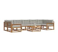 vidaXL Set di divani da esterno 8 pcs Grigio Naturale e Chiaro, Set di divani da esterno in legno di acacia, mobili da giardino moderni, posti a sedere modulari per lounge in patio e giardino