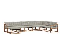 vidaXL Set di divani da esterno 8 pcs Grigio Naturale e Chiaro, Set Divano da Giardino, Mobili Moderni, Seduta Resistente per Terrazzo, Lettino Confortevole, Design Elegante