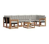 vidaXL Set di divani da esterno 8 pcs Grigio Naturale e Chiaro, Set di divani moderni per esterni, lounge giardino resistente, posti a sedere in patio, ensemble per il giardino