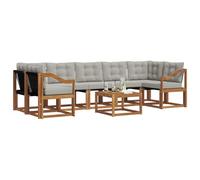 vidaXL Set di divani da esterno 8 pcs Grigio Naturale e Chiaro, Set di divani moderni per esterni, lounge giardino resistente, posti a sedere in patio, ensemble per il giardino