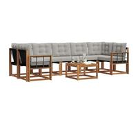vidaXL Set di divani da esterno 8 pcs Grigio Naturale e Chiaro, Set di divani moderni per esterni, lounge giardino resistente, posti a sedere in patio, ensemble per il giardino