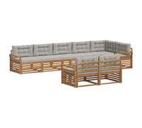 vidaXL Set di divani da esterno 8 pcs Grigio Naturale e Chiaro, Set di divani modulari da esterno, lounge resistente, arredo in acacia, posti moderni per il patio