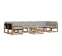 vidaXL Set di divani da esterno 8 pcs Grigio Naturale e Chiaro, Set di divani modulari eleganti per esterni, mobili da giardino resistenti al tempo, per un terrazzo comodo
