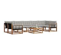 vidaXL Set di divani da esterno 8 pcs Grigio Naturale e Chiaro, Set di divani modulari eleganti per esterni, mobili da giardino resistenti al tempo, per un terrazzo comodo