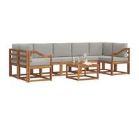 vidaXL Set di divani da esterno 8 pcs Grigio Naturale e Chiaro, Set Divano Esterno in Legno di Acacia, Lounge Moderna, Modularità, Arredo per Giardino, Comodità in Cortile