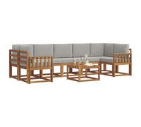 vidaXL Set di divani da esterno 8 pcs Grigio Naturale e Chiaro, Set Divano Esterno in Legno di Acacia, Lounge Moderna, Modularità, Arredo per Giardino, Comodità in Cortile