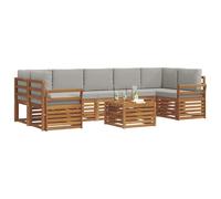 vidaXL Set di divani da esterno 8 pcs Grigio Naturale e Chiaro, Sofa Elegante da Giardino, Set Sezionale Moderno per Esterni, Lounge Durevole, Arredamento Comodo per Terrazzo
