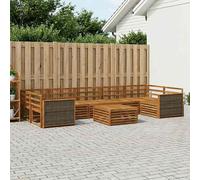vidaXL Set di divani da esterno 8 pcs Naturale, Divano moderno da esterno, arredo sezionale, lounge patio, posti in terrazza, set comfort giardino