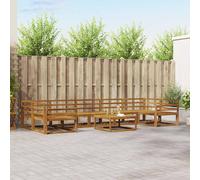 vidaXL Set di divani da esterno 8 pcs Naturale, Set di divani da esterno in legno di acacia, mobili da giardino moderni, posti a sedere modulari per lounge in patio e giardino, stile beige