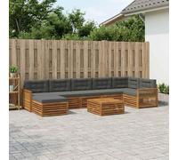vidaXL Set di divani da esterno con cuscino 8 pcs Naturale e Antracite, Set divani da esterno, divano modulare per giardino, mobili da patio resistenti per relax e svago all'aperto
