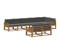 vidaXL Set di divani da esterno 8 pcs Naturale e Antracite, Divano in legno di acacia, set lounge moderno, arredo giardino resistente, comodo per patio e bordo piscina