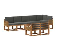 vidaXL Set di divani da esterno 8 pcs Naturale e Antracite Poliestere, Divano da Giardino Moderno, Mobili Resistenti alle Intemperie, Set Lounge Esterno per un Terrazzo Comodo