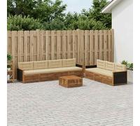 vidaXL Set di divani da esterno 8 pcs Naturale e Beige 79 x 79 x 37 cm, Divano da Giardino, Arredo Esterno Moderno, Set Sezionale per Terrrazza e Lounge Comfortevole
