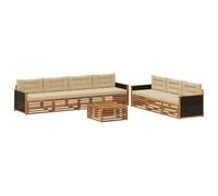 vidaXL Set di divani da esterno 8 pcs Naturale e Beige 79 x 79 x 37 cm, Divano da Giardino, Arredo Esterno Moderno, Set Sezionale per Terrrazza e Lounge Comfortevole