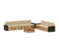 vidaXL Set di divani da esterno 8 pcs Naturale e Beige 79 x 79 x 37 cm, Divano da Giardino, Arredo Esterno Moderno, Set Sezionale per Terrrazza e Lounge Comfortevole
