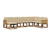 vidaXL Set di divani da esterno con cuscino 8 pcs Naturale e Beige, Divano Sezionale Moderno per Giardino, Set Lounge Esterno, Mobili da Patio, Comoda Soluzione per Sedersi