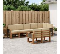 vidaXL Set di divani da esterno 8 pcs Naturale e Beige Poliestere