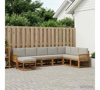 vidaXL Set di divani da esterno 8 pcs Naturale e Grigio Chiaro