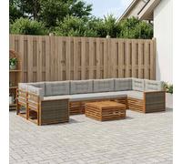 vidaXL Set di divani da esterno 8 pcs Naturale e Grigio Chiaro