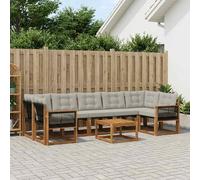 vidaXL Set di divani da esterno 8 pcs Naturale e Grigio Chiaro, Set di divani moderni per esterni, lounge giardino resistente, posti a sedere in patio, ensemble per il giardino