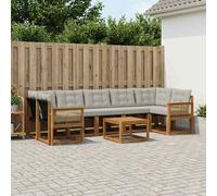 vidaXL Set di divani da esterno 8 pcs Naturale e Grigio Chiaro, Set di divani moderni per esterni, lounge giardino resistente, posti a sedere in patio, ensemble per il giardino